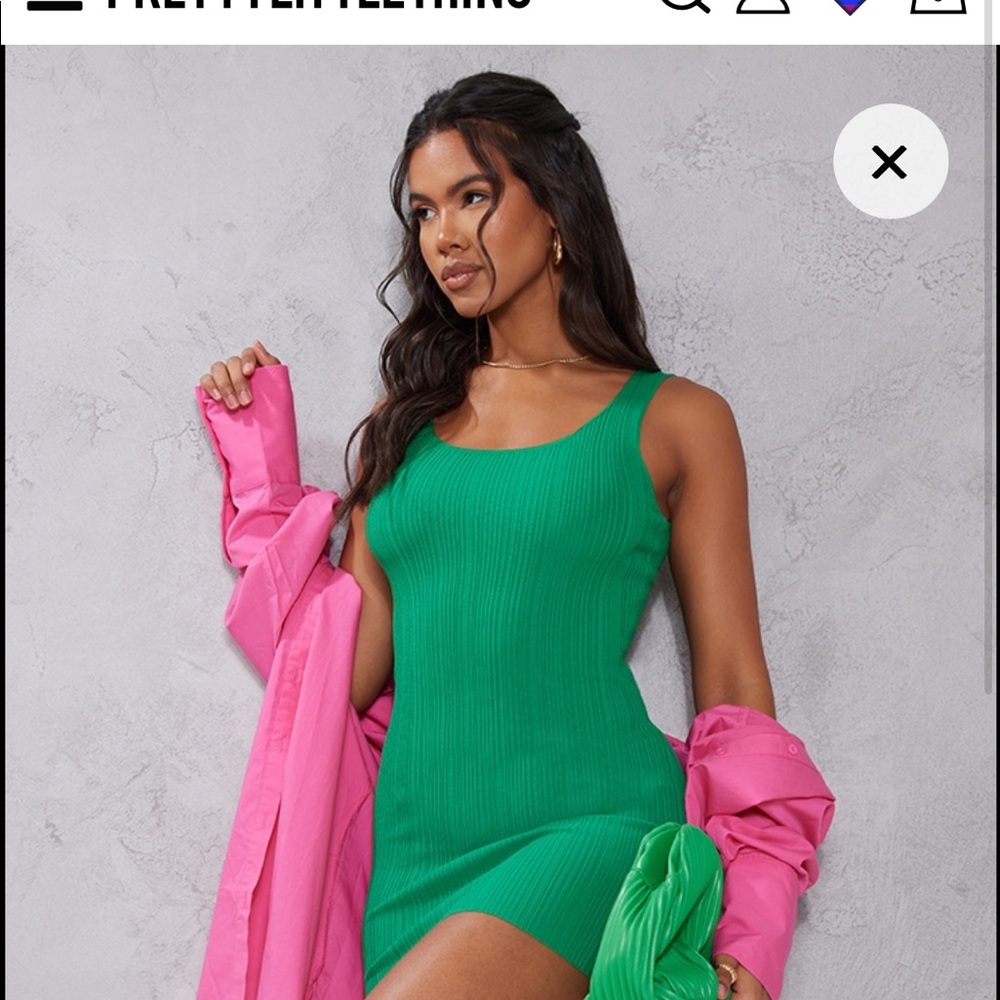 Green Rib Knit Mini Bodycon Dress
